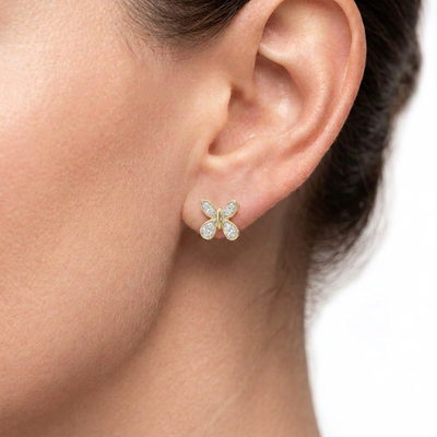 Marquise & Pear Bezel Butterfly Stud Earrings — lab grown diamond earrings handcrafted by Vimora Diamonds