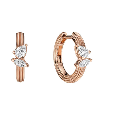 Fluted Pear & Marquise Huggie Hoop Earrings — certified lab grown diamond earrings from Vimora Diamonds