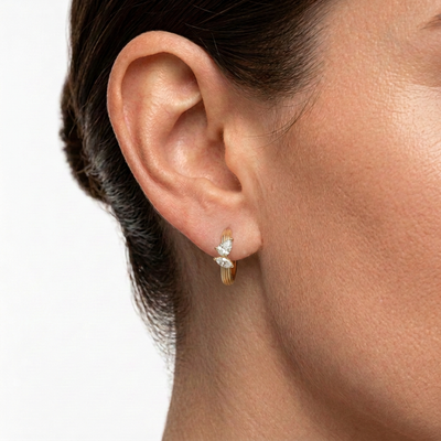 Fluted Pear & Marquise Huggie Hoop Earrings — lab grown diamond earrings handcrafted by Vimora Diamonds