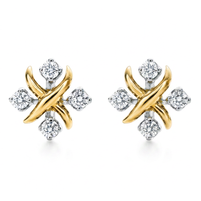 X-Motif Diamond Stud Earrings — round lab grown diamond earrings by Vimora Diamonds