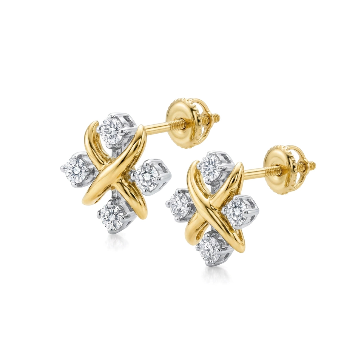 X-Motif Diamond Stud Earrings in IGI certified lab grown diamond and BIS hallmarked gold