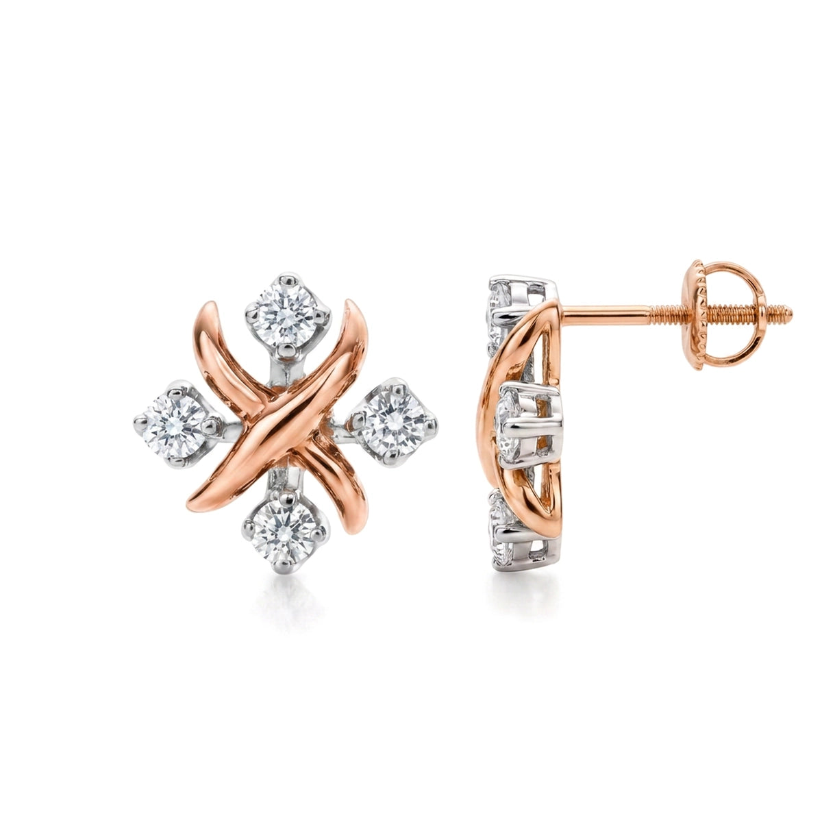X-Motif Diamond Stud Earrings — certified lab grown diamond earrings from Vimora Diamonds