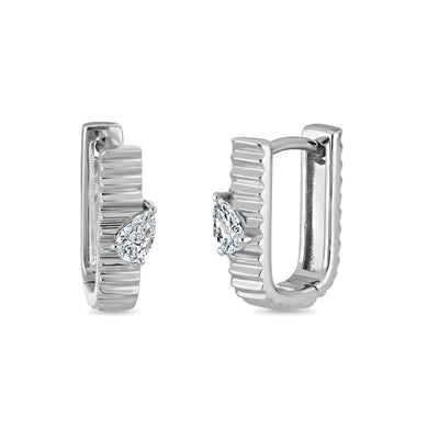 Fluted Pear Huggie Hoop Earrings — certified lab grown diamond earrings from Vimora Diamonds