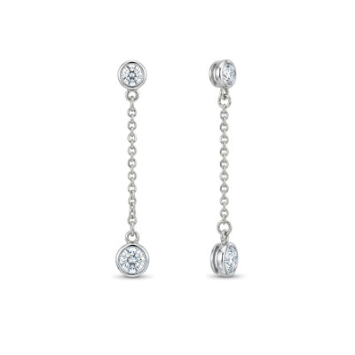 Bezel Round Diamond Chain Drop Earrings — certified lab grown diamond earrings from Vimora Diamonds