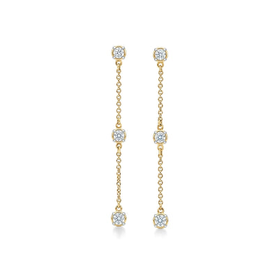 Round Diamond Chain Drop Earrings — round lab grown diamond earrings by Vimora Diamonds