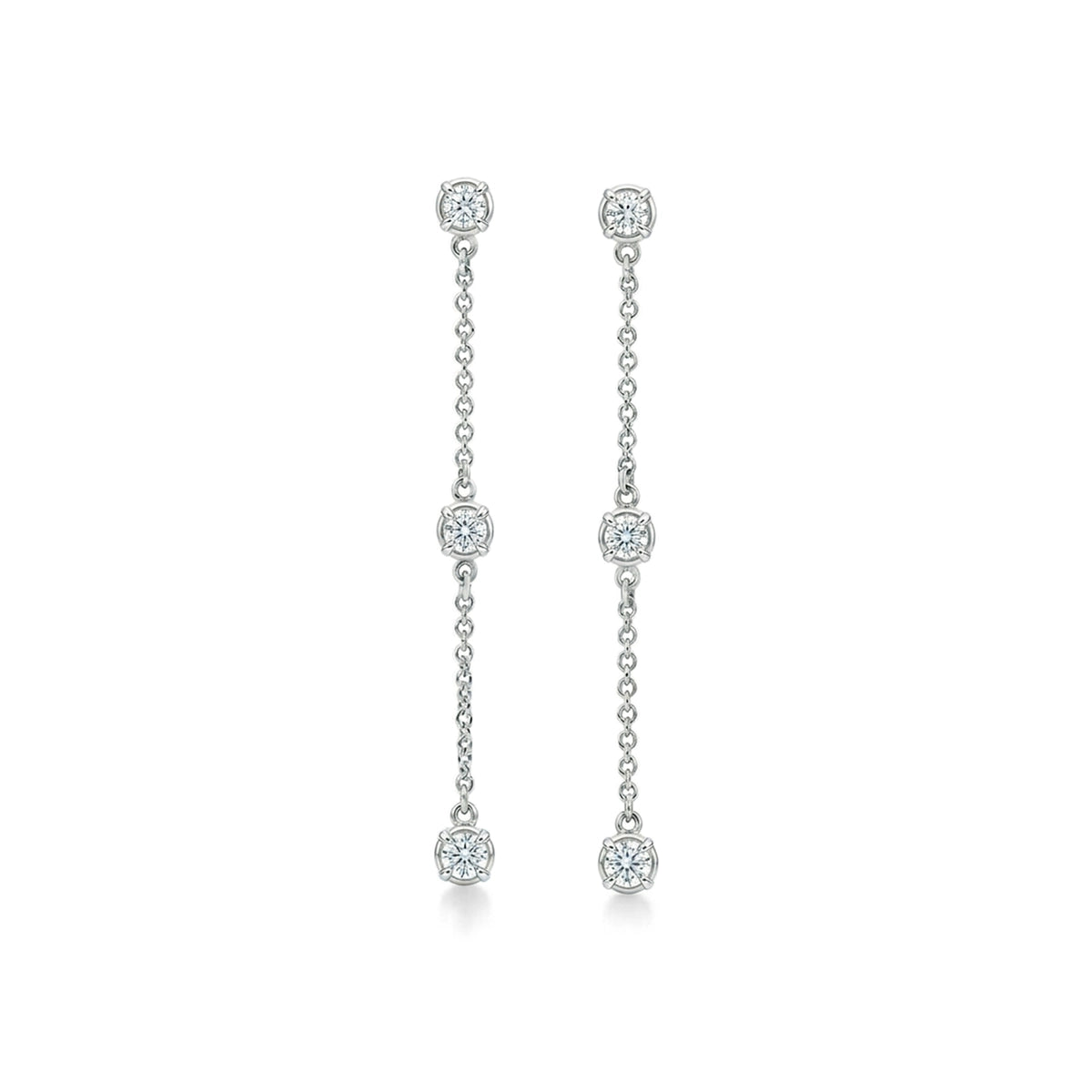 Round Diamond Chain Drop Earrings — certified lab grown diamond earrings from Vimora Diamonds