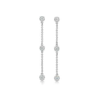 Round Diamond Chain Drop Earrings — certified lab grown diamond earrings from Vimora Diamonds