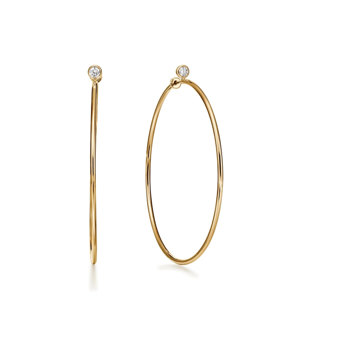 Bezel Diamond Classic Hoop Earrings in IGI certified lab grown diamond and BIS hallmarked gold