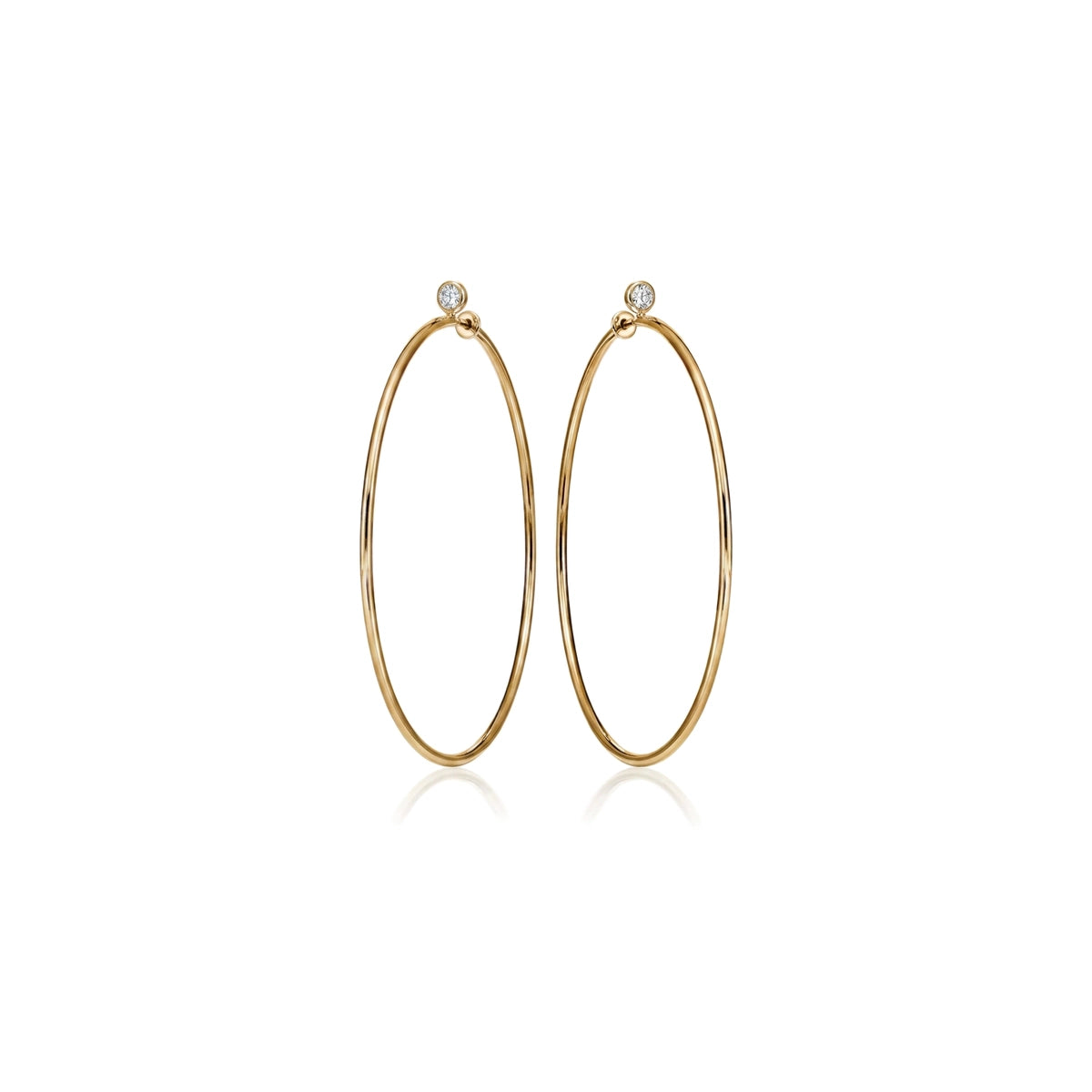 Bezel Diamond Classic Hoop Earrings — round lab grown diamond earrings by Vimora Diamonds