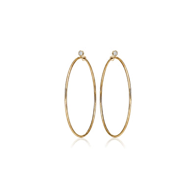 Bezel Diamond Classic Hoop Earrings — round lab grown diamond earrings by Vimora Diamonds