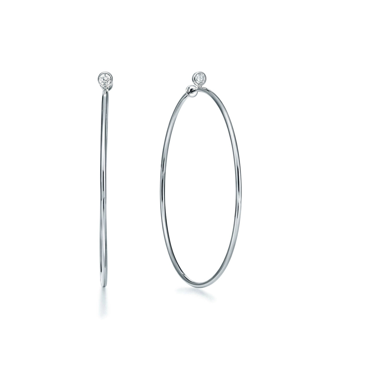 Bezel Diamond Classic Hoop Earrings — certified lab grown diamond earrings from Vimora Diamonds