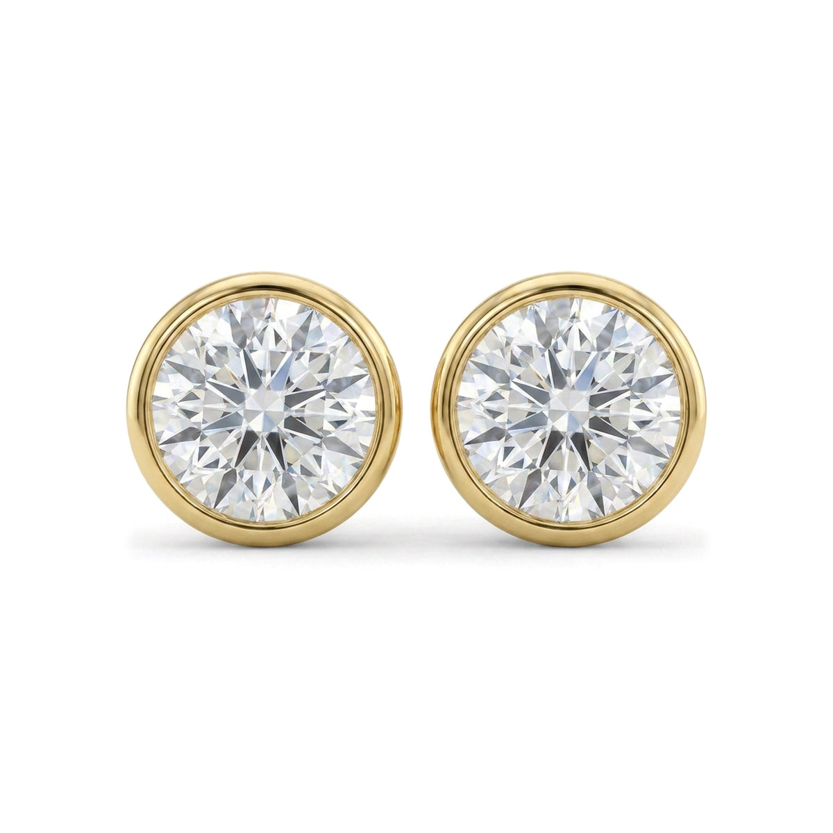 Bezel Round Diamond Stud Earrings — round lab grown diamond earrings by Vimora Diamonds