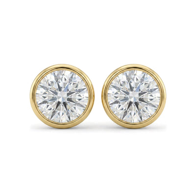 Bezel Round Diamond Stud Earrings — round lab grown diamond earrings by Vimora Diamonds