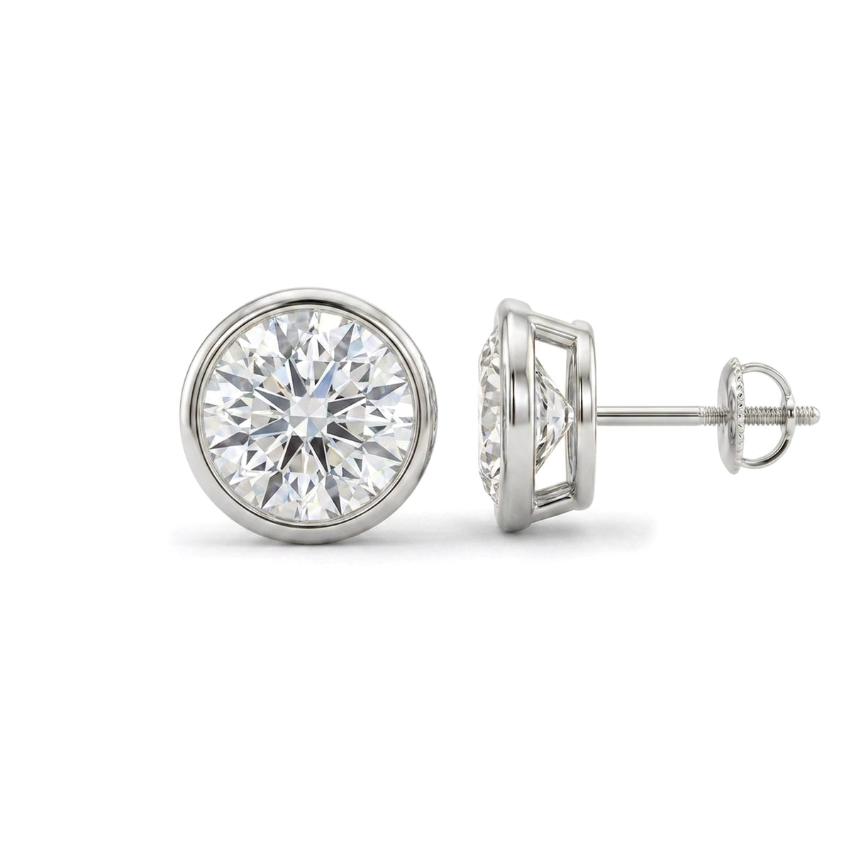 Bezel Round Diamond Stud Earrings — certified lab grown diamond earrings from Vimora Diamonds