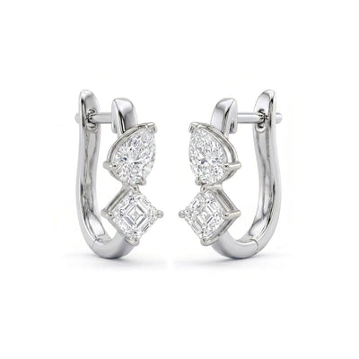 Asscher & Pear Diamond Cluster Hoop Earrings — certified lab grown diamond earrings from Vimora Diamonds