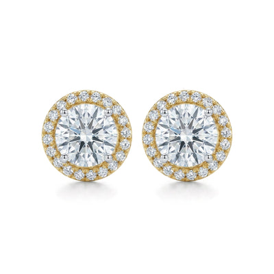 Round Diamond Halo Stud Earrings — round lab grown diamond earrings by Vimora Diamonds