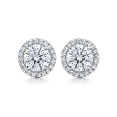 Round Diamond Halo Stud Earrings — certified lab grown diamond earrings from Vimora Diamonds