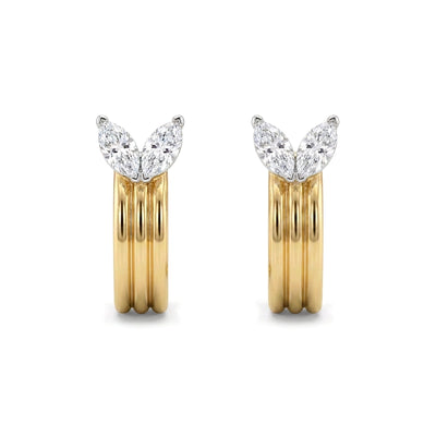 Marquise Diamond Ribbed Hoop Earrings — marquise lab grown diamond earrings by Vimora Diamonds