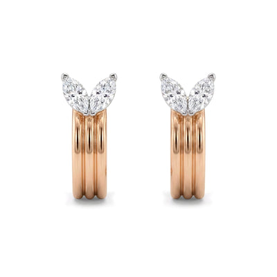 Marquise Diamond Ribbed Hoop Earrings — certified lab grown diamond earrings from Vimora Diamonds