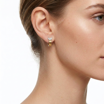 Marquise Diamond Ribbed Hoop Earrings — lab grown diamond earrings handcrafted by Vimora Diamonds
