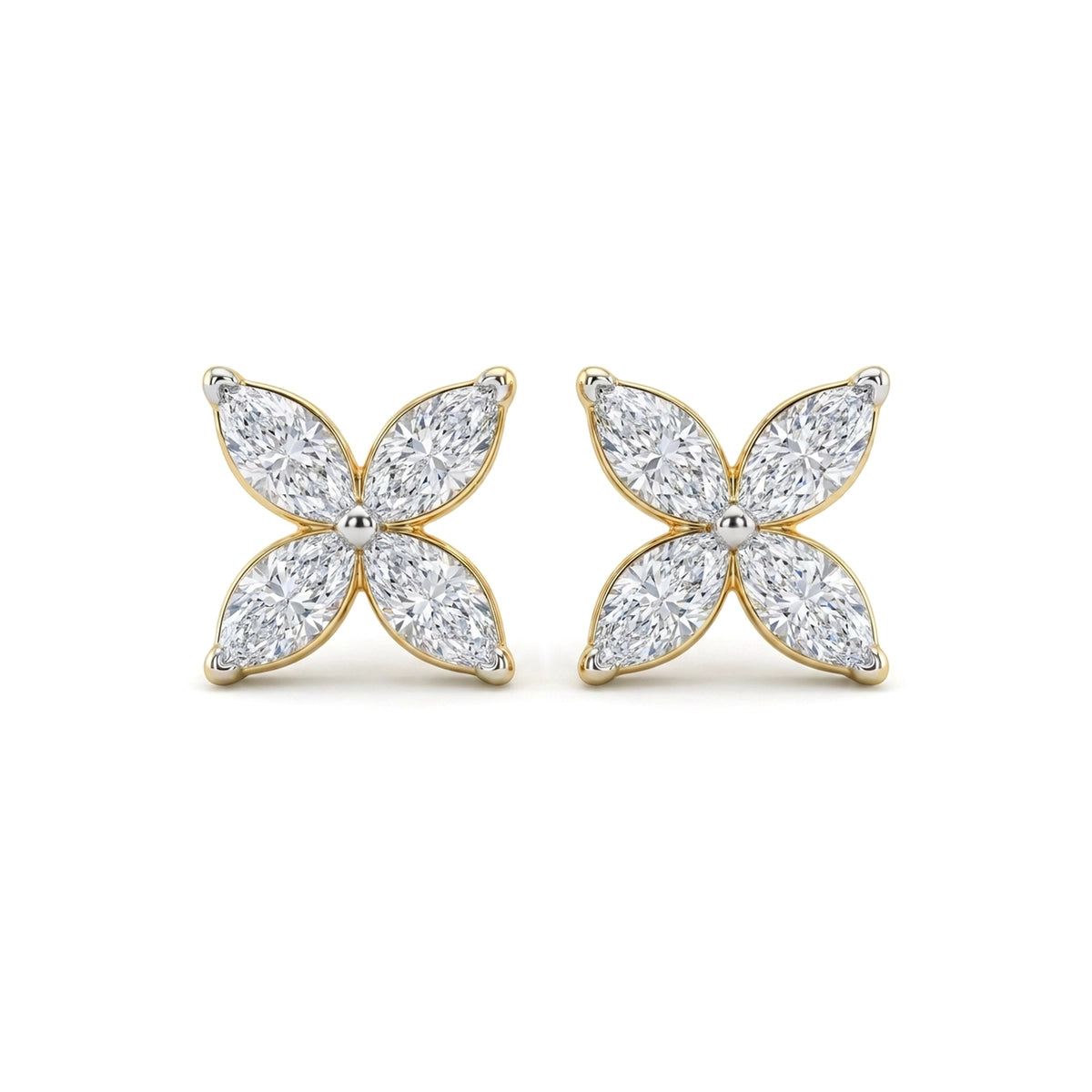 Marquise Diamond Clover Stud Earrings — marquise lab grown diamond earrings by Vimora Diamonds