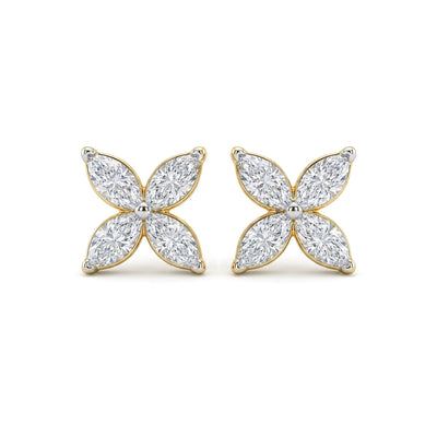 Marquise Diamond Clover Stud Earrings — marquise lab grown diamond earrings by Vimora Diamonds