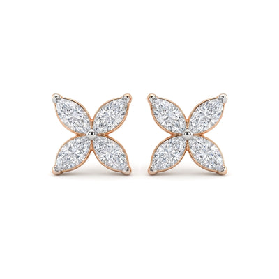 Marquise Diamond Clover Stud Earrings — certified lab grown diamond earrings from Vimora Diamonds