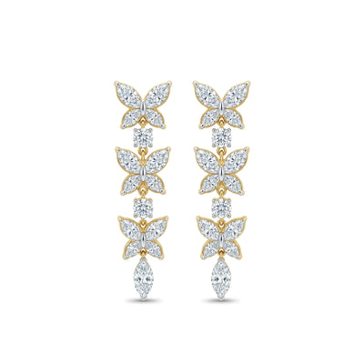 Triple Butterfly Marquise Diamond Drop Earrings — marquise lab grown diamond earrings by Vimora Diamonds