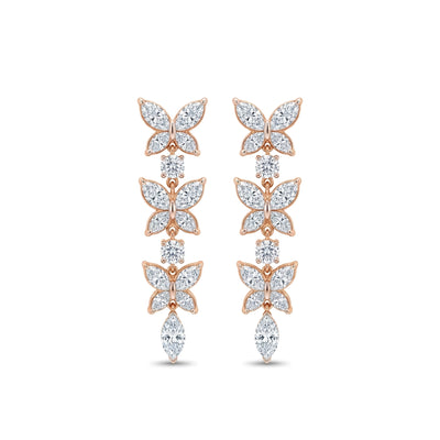Triple Butterfly Marquise Diamond Drop Earrings — certified lab grown diamond earrings from Vimora Diamonds