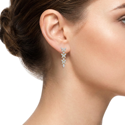 Triple Butterfly Marquise Diamond Drop Earrings — lab grown diamond earrings handcrafted by Vimora Diamonds
