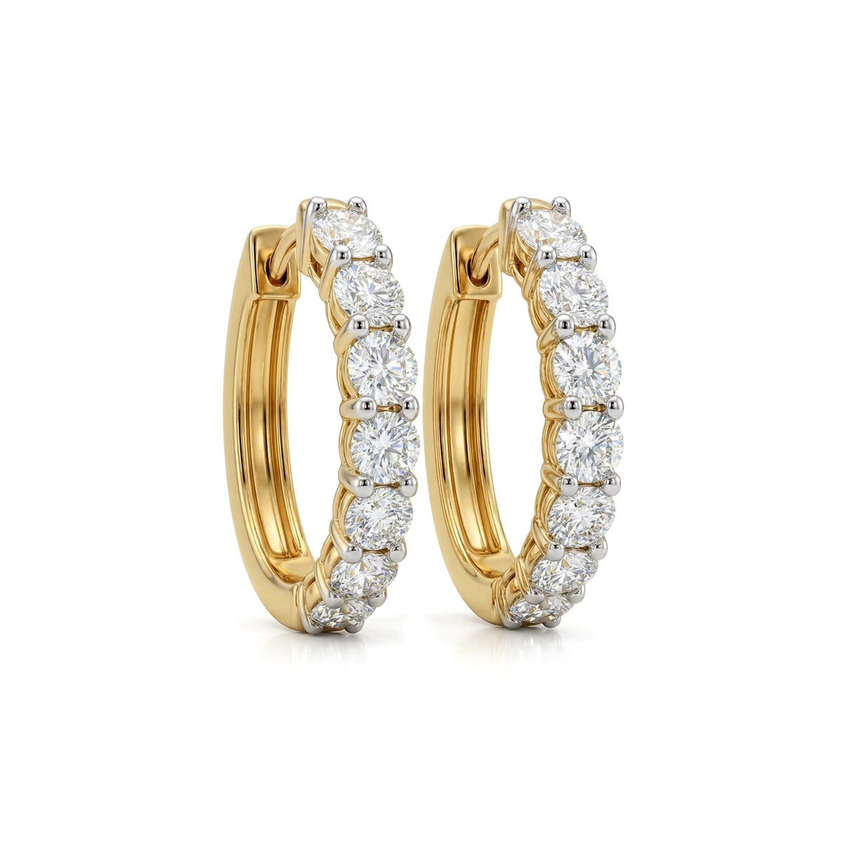 Round Diamond Eternity Hoop Earrings — round lab grown diamond earrings by Vimora Diamonds