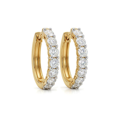 Round Diamond Eternity Hoop Earrings — round lab grown diamond earrings by Vimora Diamonds