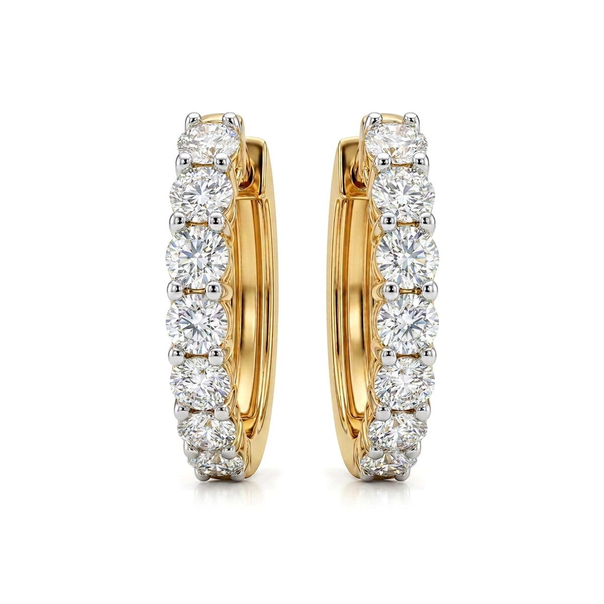 Round Diamond Eternity Hoop Earrings in IGI certified lab grown diamond and BIS hallmarked gold