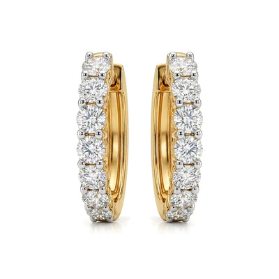 Round Diamond Eternity Hoop Earrings in IGI certified lab grown diamond and BIS hallmarked gold