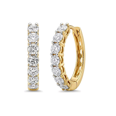 Round Diamond Eternity Hoop Earrings — round lab grown diamond earrings in 9K, 14K or 18K gold