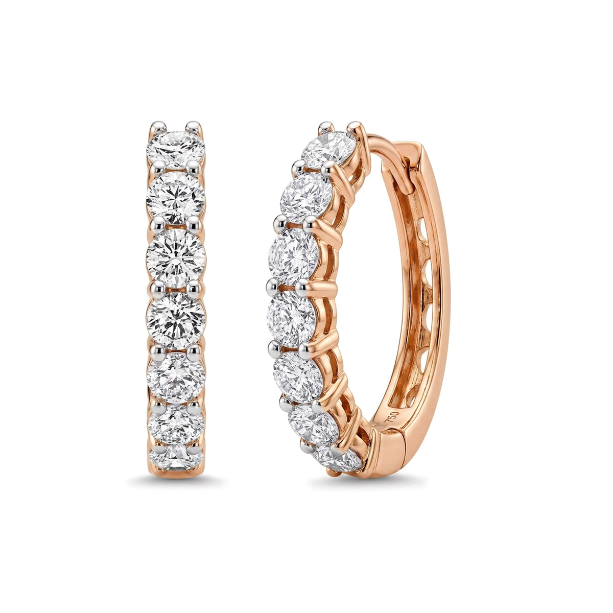 Round Diamond Eternity Hoop Earrings — certified lab grown diamond earrings from Vimora Diamonds
