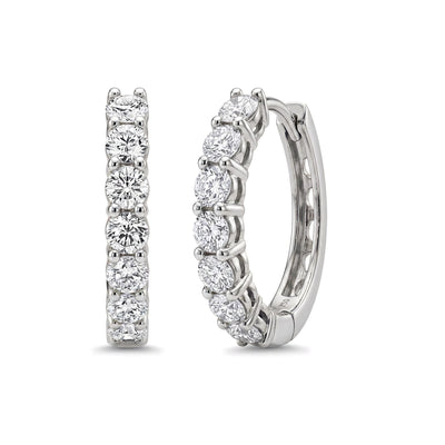 Round Diamond Eternity Hoop Earrings — round lab grown diamond earrings in solid hallmarked gold