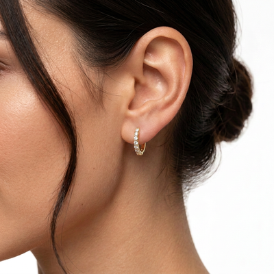 Round Diamond Eternity Hoop Earrings — lab grown diamond earrings handcrafted by Vimora Diamonds