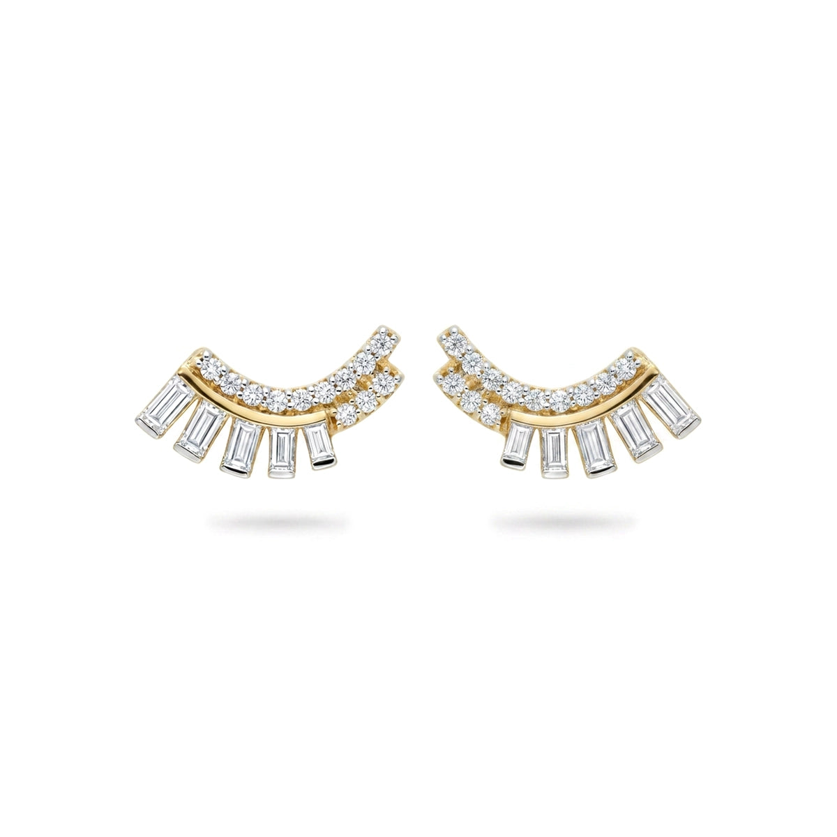 Fan Baguette Diamond Stud Earrings — baguette lab grown diamond earrings by Vimora Diamonds