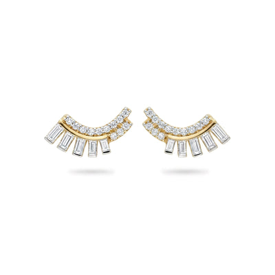 Fan Baguette Diamond Stud Earrings — baguette lab grown diamond earrings by Vimora Diamonds