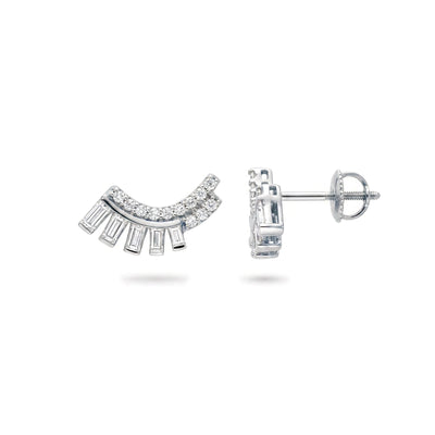 Fan Baguette Diamond Stud Earrings — baguette lab grown diamond earrings in solid hallmarked gold