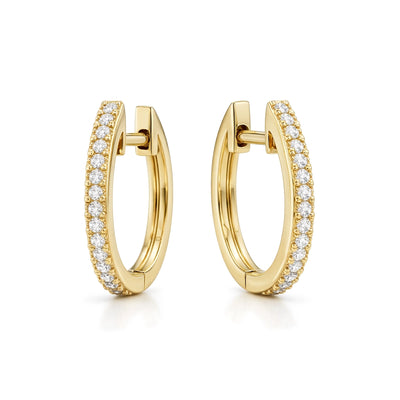Classic Pavé Diamond Huggie Hoop Earrings — round lab grown diamond earrings by Vimora Diamonds