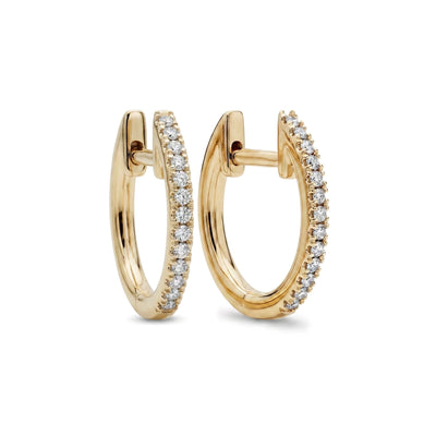 Classic Pavé Diamond Huggie Hoop Earrings in IGI certified lab grown diamond and BIS hallmarked gold