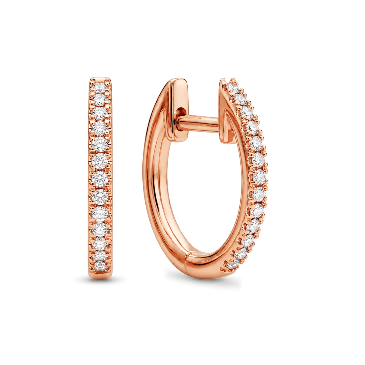 Classic Pavé Diamond Huggie Hoop Earrings — certified lab grown diamond earrings from Vimora Diamonds