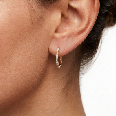 Classic Pavé Diamond Huggie Hoop Earrings — lab grown diamond earrings handcrafted by Vimora Diamonds