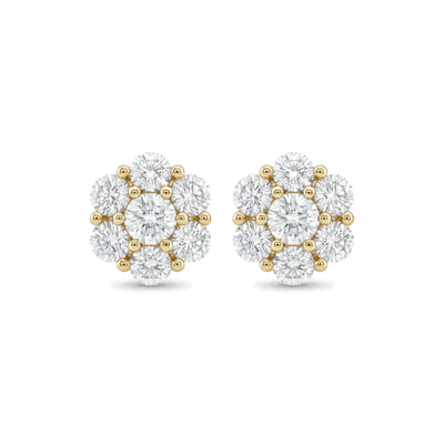 Round Diamond Flower Cluster Stud Earrings — round lab grown diamond earrings by Vimora Diamonds