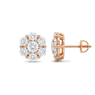 Round Diamond Flower Cluster Stud Earrings — certified lab grown diamond earrings from Vimora Diamonds