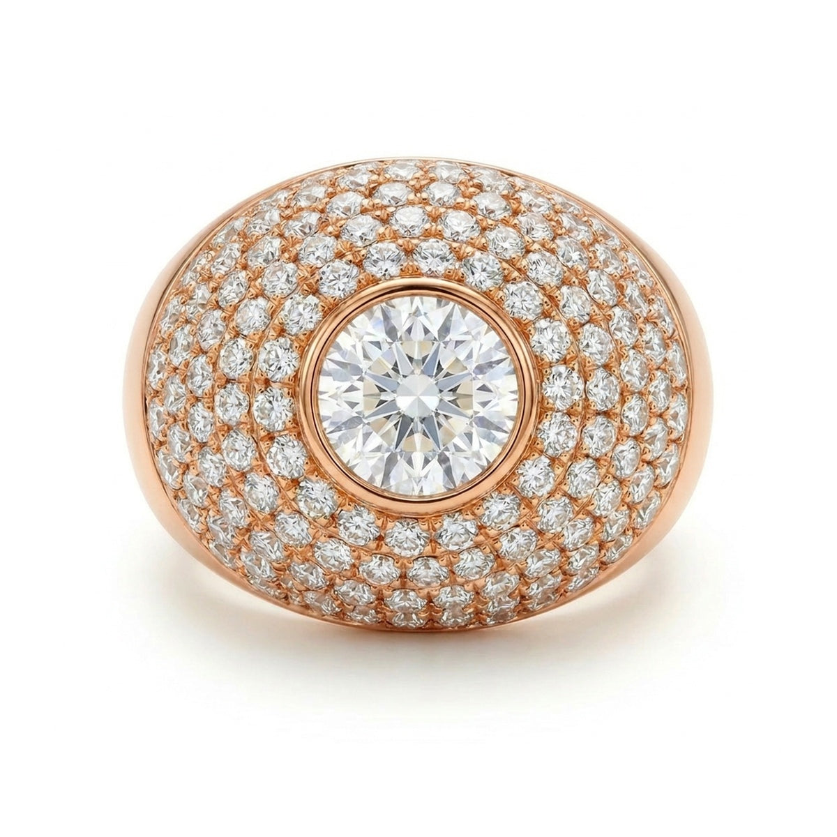 Bombé Dome Ring with Pavé and Bezel-Set Centre — certified lab grown diamond ring from Vimora Diamonds