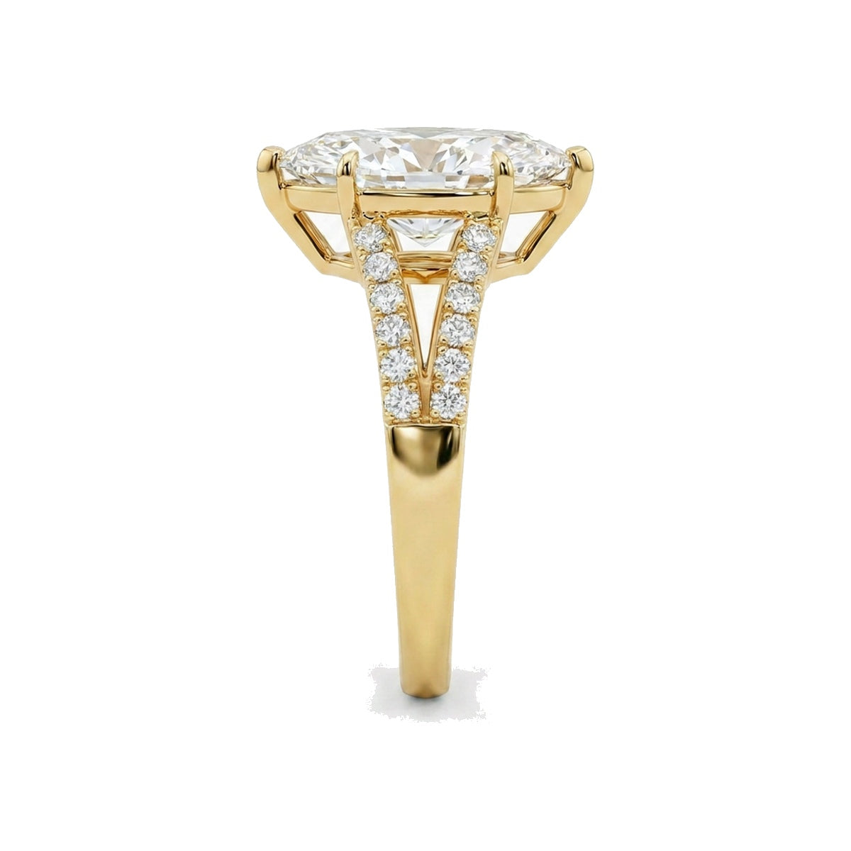 Marquise Split Shank Ring with Pavé — marquise lab grown diamond ring in 9K, 14K or 18K gold