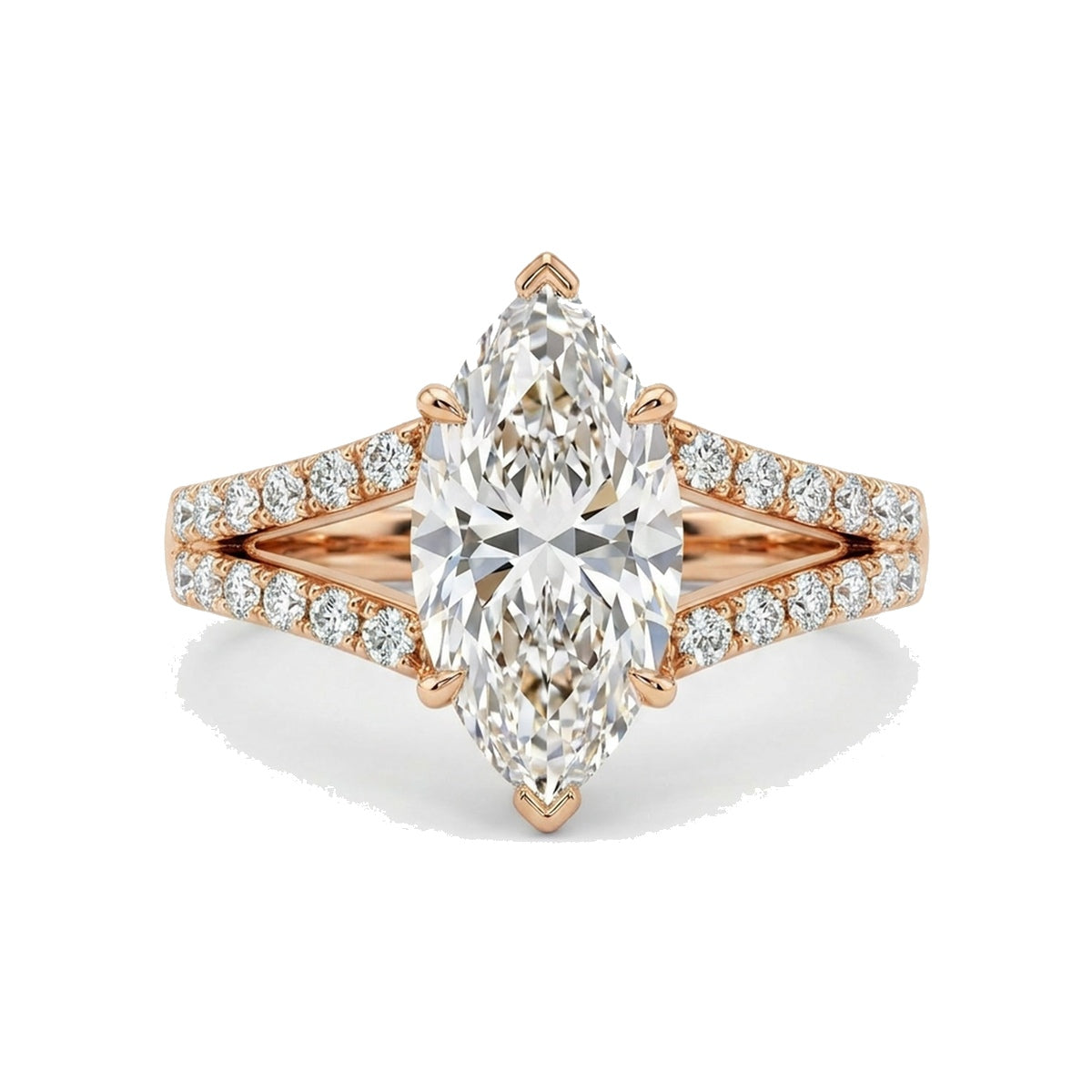 Marquise Split Shank Ring with Pavé — certified lab grown diamond ring from Vimora Diamonds